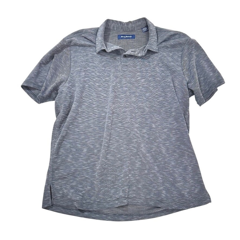 Tommy Bahama Mens XL Gray Blue Striped Tencel Blend Polo‎ Golf Shirt